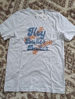 Bella Canvas Light Gray Graphic Tee with Blue and Orange Print